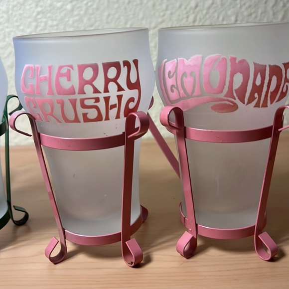 Vintage Set of 4 Soda Mug Glasses Metal Handle 1960’s Mid Century Fountain Shop - Picture 4 of 6